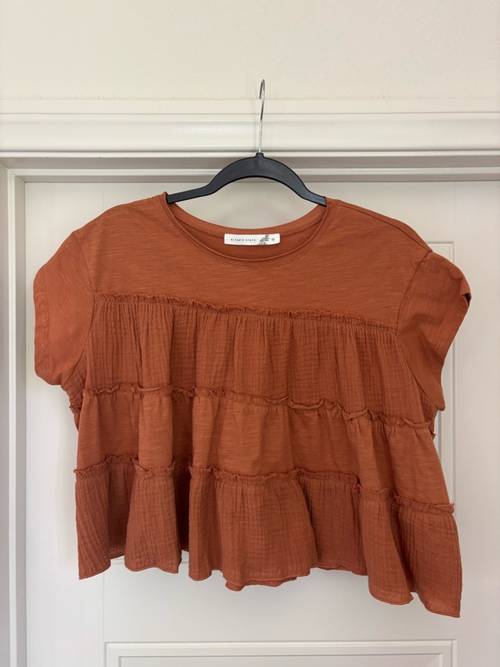 Altar’d State Rust Tiered Short-Sleeve Top